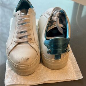 Women's White and Blue Sneakers